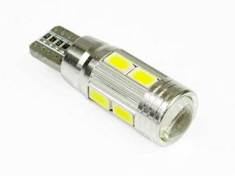Żarówka samochodowa LED W5W T10 10 SMD 5630 CAN BUS z soczewką