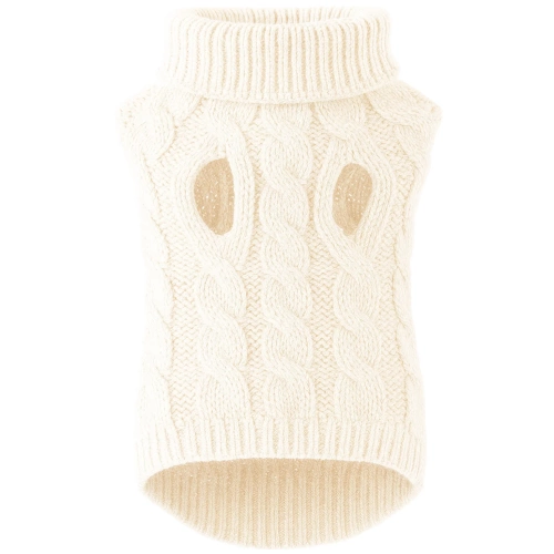 Miękki, elastyczny sweterek dla psa, kota M | Ciepły sweter z golfem na zimę |  PET-014M-White