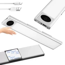 Lampka meblowa z czujnikiem ruchu | Bezprzewodowa lampka nocna z sensorem | Lampka LED podszafkowa 20 cm | HSL-S20CM-SILVER