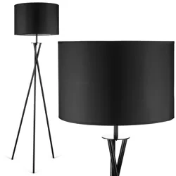 Czarna lampa podłogowa | Nowoczesne, stylowe oświetlenie do salonu, sypialni | Czarna lampa stojąca z metalowym stelażem | HM113-BLACK