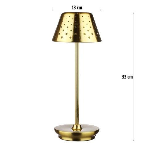Lampa stołowa z wbudowanym akumulatorem | Lampa nocna z trzema barwami świecenia | Nastrojowa lampka do hotelu, restauracji | HJA15-GOLD