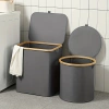 Kosz na pranie | Składany kosz na bieliznę | Materiałowy pojemnik na zabawki | Organizer na akcesoria | OCF-380-GREY