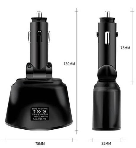 Rozdzielacz gniazda zapalniczki z 2 portami USB 3.1A | woltomierz | C10