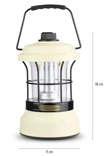 Lampka kempingowa LED w stylu retro z funkcją powerbanka | Płynna regulacja jasności i barwy | 3000mAh, 20-260lm, 5-120h, IPX6 | Biała | MY-880
