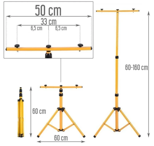 Statyw roboczy 1.6M do naświetlacza | Zestaw oświetleniowy 2 halogenów 30W ze statywem | FLT-1.6M