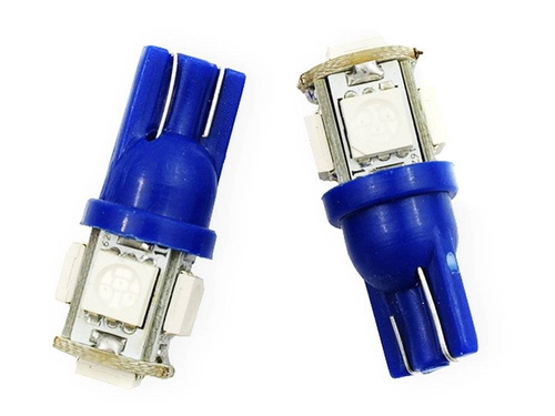 Żarówka samochodowa LED W5W T10 5 SMD 5050 NIEBIESKA