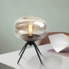 Stylowa lampka nocna z szklanym kloszem | Nowoczesna szklana lampka stołowa | BH-233-BROWN