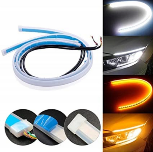 Elastyczne paski LED RGB  do reflektorów 60 cm | Efektowne światła DRL 12V  z aplikacją| 