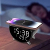 Inteligentny budzik LED z ładowarką Qi 15W, termometrem i 3 alarmami  | Zegarek USB do sypialni  | SZ07-15W-BR