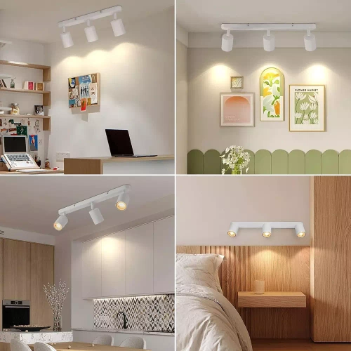 Trzypunktowa lampa sufitowa, reflektor ruchomy 3x GU10 biały | MS-GU10-3