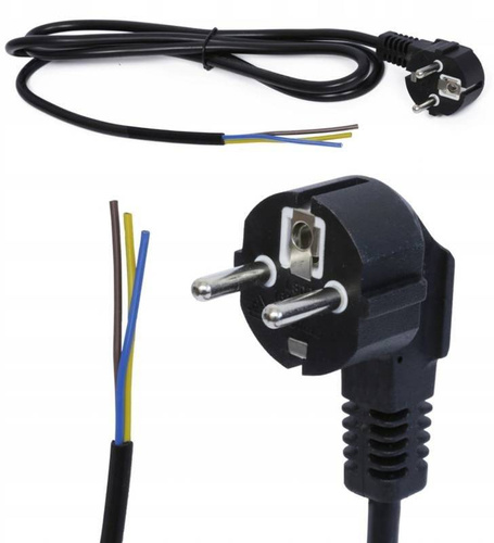 1,5M Kabel zasilający 230V z wtyczką | PWC-1.5M-BLACK