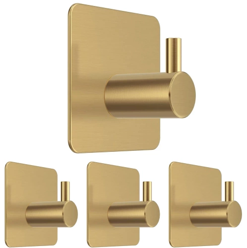 Złoty haczyk na ubrania, ściereczki, ręczniki | Samoprzylepny uchwyt na akcesoria kuchenne | BXG-4PCS-GOLD