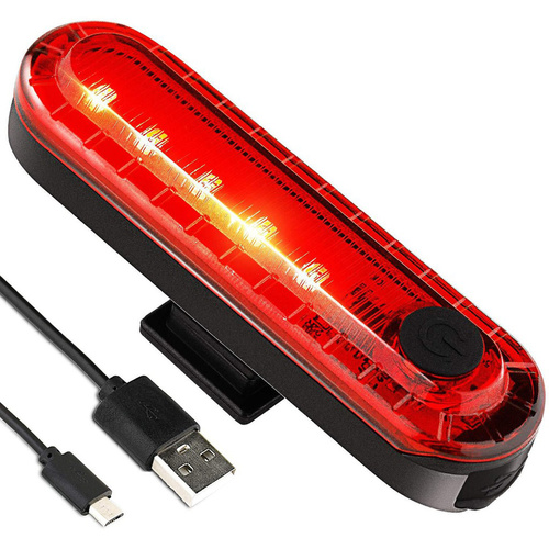 Tylna lampka rowerowa LED | 5 diod, 4 tryby świecenia, 50lm, wbudowany akumulator | BL056