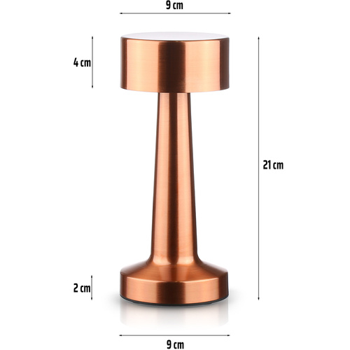 Bezprzewodowa lampka stołowa | Dotykowa lampka nocna z regulowaną barwą światła | Lampka USB | HJA10-COPPER