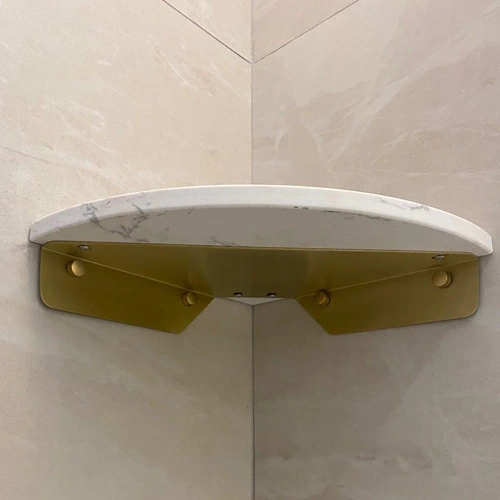 Narożna półka łazienkowa | Marmurowa półka na kosmetyki | TBD-211-WHITE-MRBL