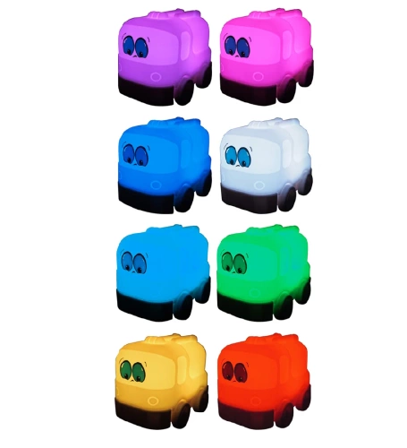 Silikonowa lampka nocna LED Wóz strażacki | Przenośna lampka dziecięca 9 kolorów światła | JL-603