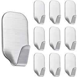 Hak meblowy | Stalowy uchwyt łazienkowy | Samoprzylepny haczyk na ściereczki, ręczniki, akcesoria kuchenne | BXV-10PCS-SILVER