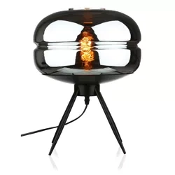 Stylowa lampka nocna z szklanym kloszem | Nowoczesna szklana lampka stołowa | BH-233-BLACK