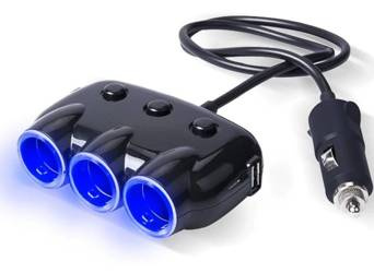 Rozdzielacz gniazda zapalniczki z dedykowanymi włącznikami | 2 porty USB 3.1A | C09