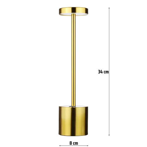 34 cm Lampa stołowa z wbudowanym akumulatorem | Lampa nocna z trzema barwami świecenia | Nastrojowa lampka do hotelu, restauracji | HJA28-GOLD-2