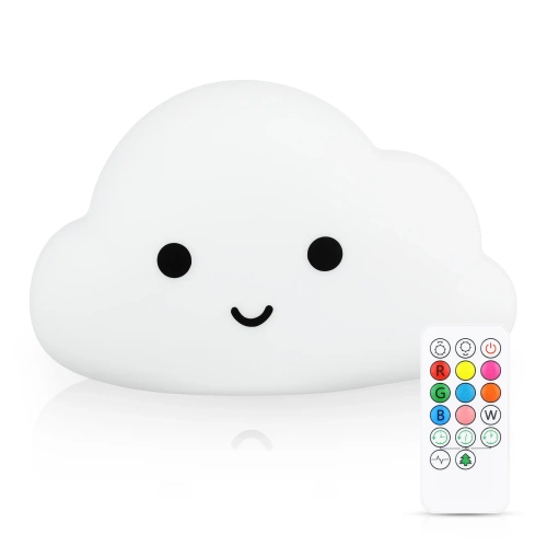 Silikonowa lampka nocna LED Chmurka | Przenośna lampka dziecięca 9 kolorów światła | Lampka ładowana USB |JL-907
