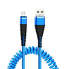 Micro USB 1M | Spiralny kabel USB do ładowania telefonu | Quick Charge 3.0 2.4A | AM32