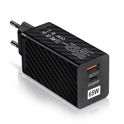 GAN | Szybka ładowarka sieciowa 65W z portami USB i USB-C PD 3.0 