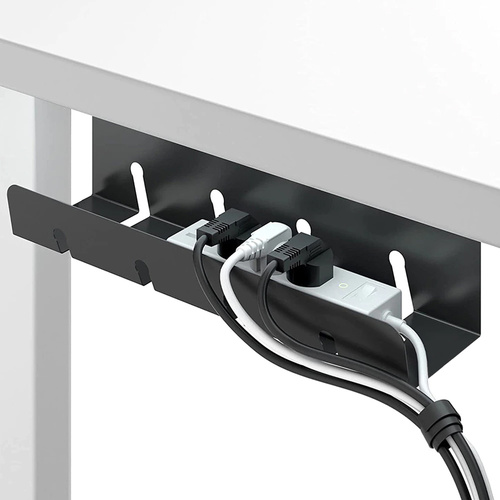 Organizer na kable pod blat biurka 40 cm | Koszyk, prowadnica, uchwyt | Czarny | CWT-O2