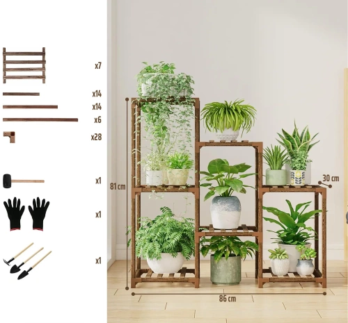 Drewniany kwietnik na doniczki | Stojak na rośliny | Regał na kwiaty | NZ251-BAMBOO