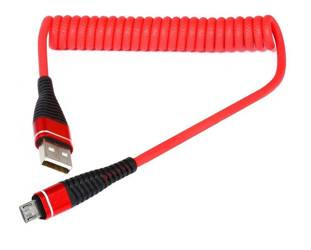 Micro USB 1M | Spiralny kabel USB do ładowania telefonu | Quick Charge 3.0 2.4A | AM32