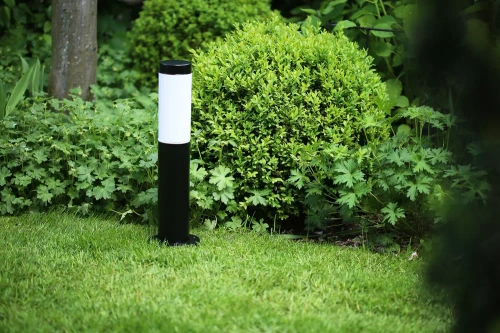 Lampa ogrodowa stojąca, słupek okrągły na żarówkę E27 | Zasilanie 230V, stal nierdzewna | Czarny mat, 45cm | LLR-45CM