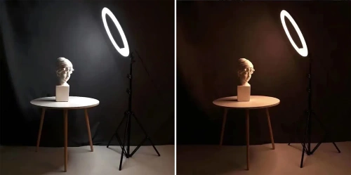 Lampa pierścieniowa z lusterkiem | Lampa pierścieniowa ze statywem | Zestaw z zasilaczem oraz ringiem 60W | M45-60W-B