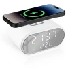 Inteligentny budzik z ładowarką bezprzewodową Qi 15W | Budzik z trzema alarmami | Zegarek z wyświetlaczem temperatury | SZ06-15W-W