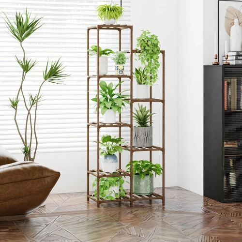 Drewniany kwietnik na doniczki | Stojak na rośliny | Regał na kwiaty | NZ252-BAMBOO