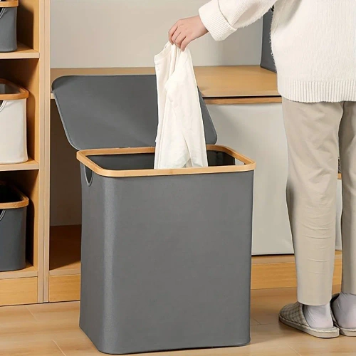 Kosz na pranie | Składany kosz na bieliznę | Materiałowy pojemnik na zabawki | Organizer na akcesoria | OCF-450-GREY