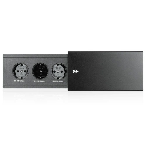 Gniazdo blatowe wpuszczane z przesuwną pokrywą | podwójne gniazdo sieciowe z ładowarką USB PD | czarny | JX-S329-BLACK