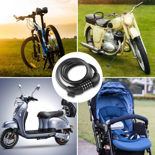 Zapięcie rowerowe na szyfr 5-cyfrowy | Elastyczna linka 100 cm |  BLC0563