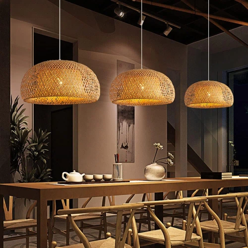 Naturalna lampa bambusowa | BOHO Pleciona | 60cm