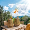 Bezprzewodowa lampa solarna w stylu BOHO | Rattanowa, ogrodowa lampa z uchwytem | JX21-Bamboo