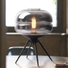 Stylowa lampka nocna z szklanym kloszem | Nowoczesna szklana lampka stołowa | BH-233-BLACK