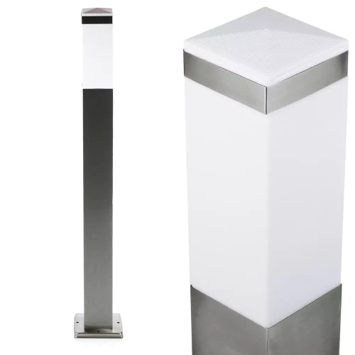 Lampa ogrodowa stojąca, słupek kwadratowy na żarówkę E27 | Zasilanie 230V, stal nierdzewna | Inox, 90cm | LLF-90CM