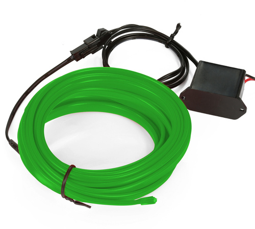 Zestaw El Wire Limonkowy 3M - Światłowód Ambient Light EL Wire z dołączonym inverterem 12V