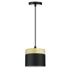 Lampa wisząca czarna z drewnianym elementem | Minimalistyczna  lampa w stylu skandynawskim z oprawą sufitowa E27 do salonu, sypialni | YG-XD003-BK
