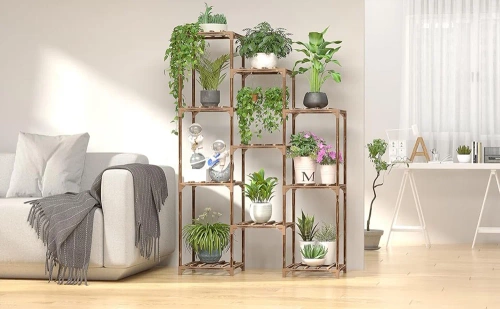 Drewniany kwietnik na doniczki | Stojak na rośliny | Regał na kwiaty | NZ239-BAMBOO