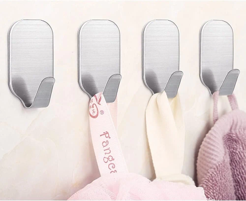 Hak meblowy | Stalowy uchwyt łazienkowy | Samoprzylepny haczyk na ściereczki, ręczniki, akcesoria kuchenne | BXV-10PCS-SILVER