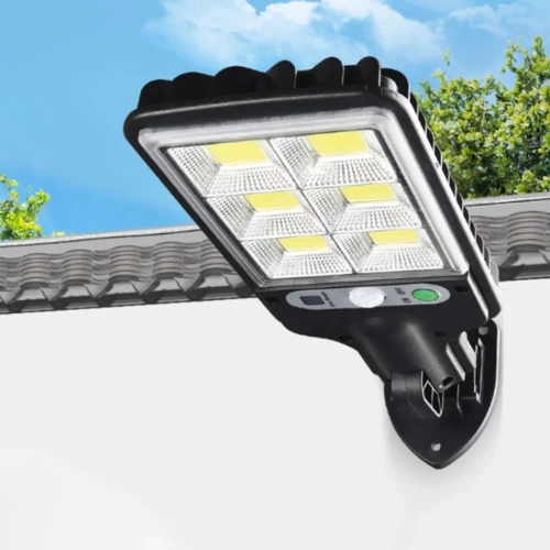 Ogrodowa lampa solarna z czujnikiem zmierzchu i ruchu | IP65, 72 diody COB LED, pilot IR | LD-616B-72COB