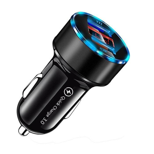 Szybka ładowarka samochodowa 2x USB z wyświetlaczem LED | Quick Charge 3.0 | Miernik napięcia | CA-003