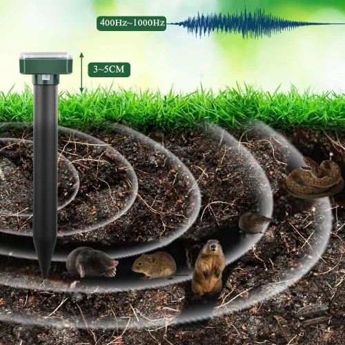 Odstraszacz zwierząt wbijany | Zasilanie solarne | 2 Szt. | YSJ-1265-BLACK