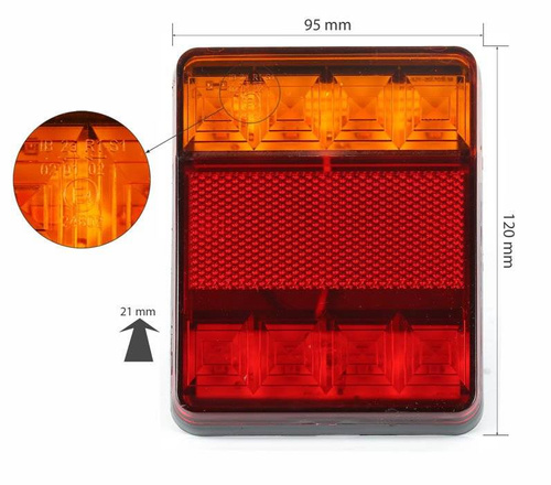 12V | PARA Kompletnych lamp LED tylnych do przyczep, naczep, maszyn rolniczych | homologacja E4