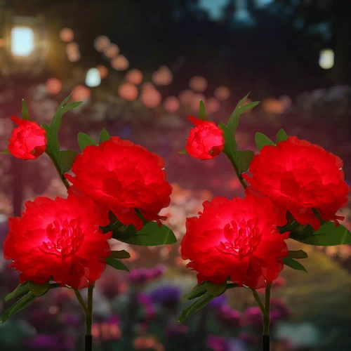 Kwiatek solarny | Ogrodowa lampa solarna LED Peonia czerwona | 80 cm, 600 mAh | FLD-10-RED